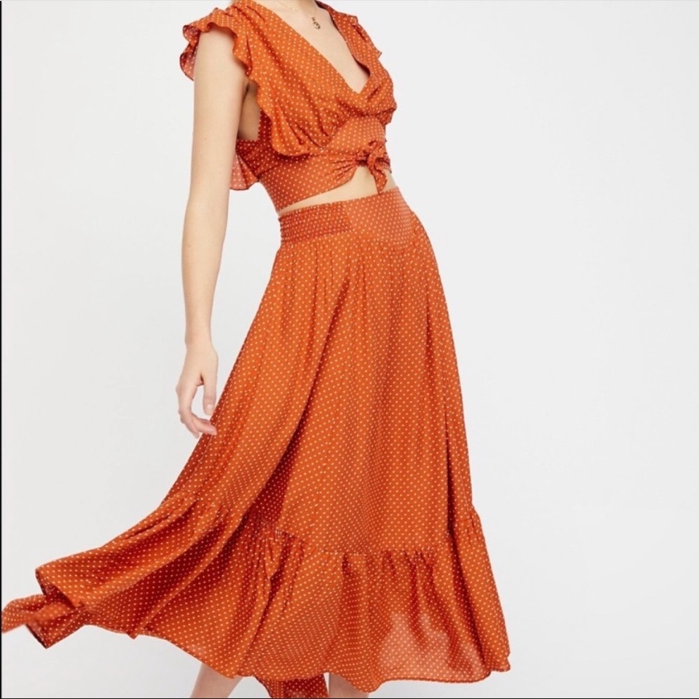 Free People Orange Polka Dot Summer Set